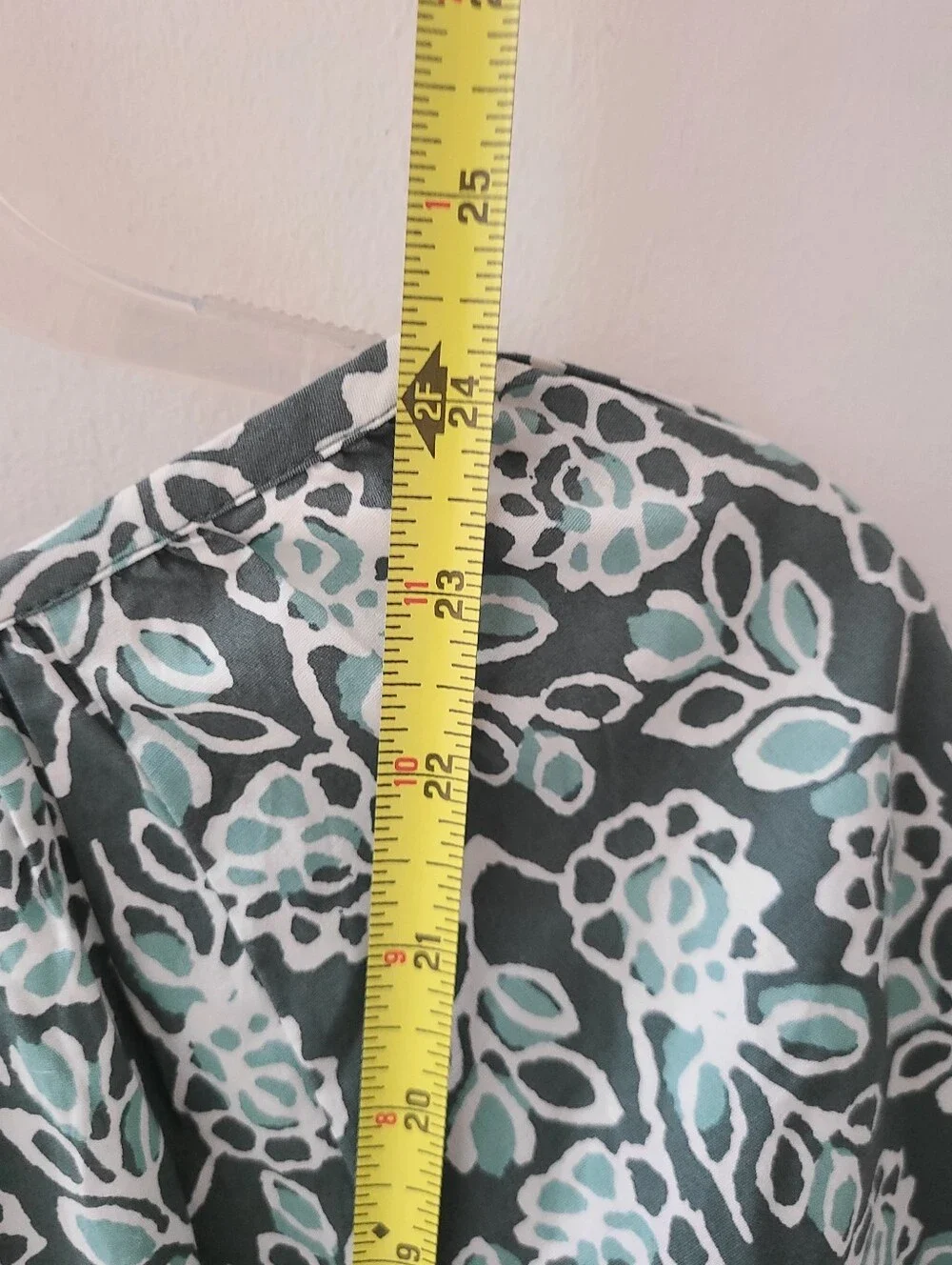 J. CREW Cotton Peasant Blouse Scoopneck Stretch Green Vine Print Sz M